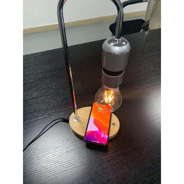 new 360 rotating magnetic levitation floating lamp light bulb with wireless charger for iphone