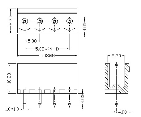Plug-in Terminal Block PTB 5.08SH-XX-1 socket Pin pitch:5.08mm / 0.2 in