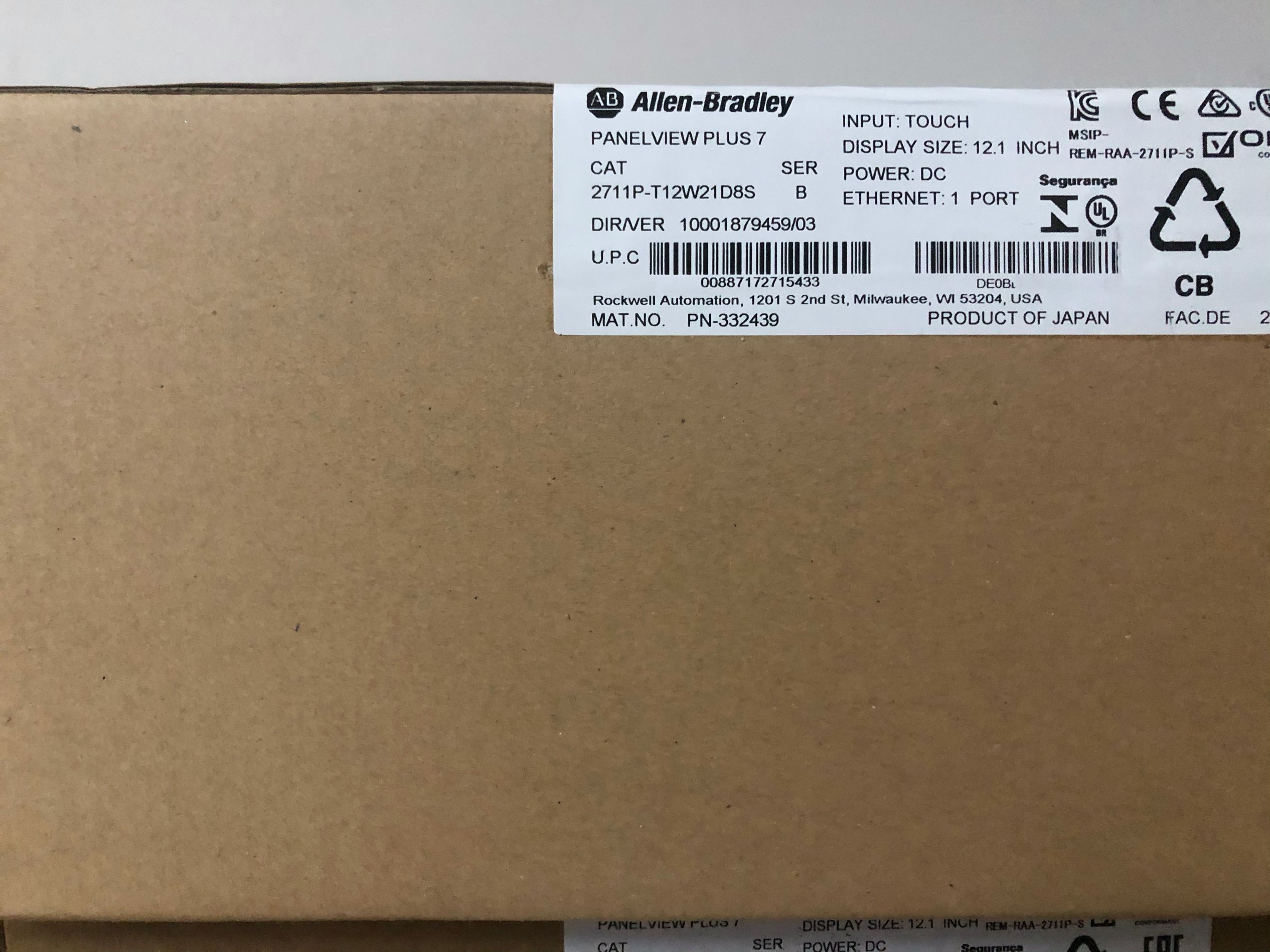 Buy cheap 2711P Allen Bradley Compactlogix T12W21D8S 12&quot; product