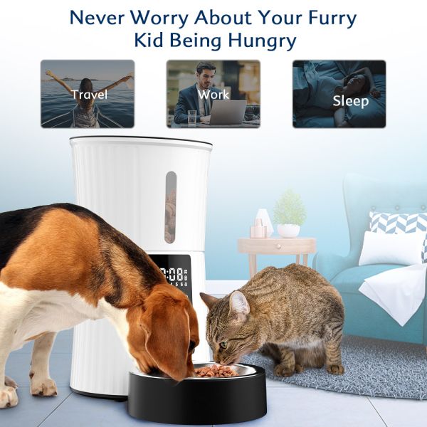 Intelligent Automatic Stainless Steel Portable Feeder Timed Quantitative Anti-Block Dispenser for Cats Dogs Solid Charge