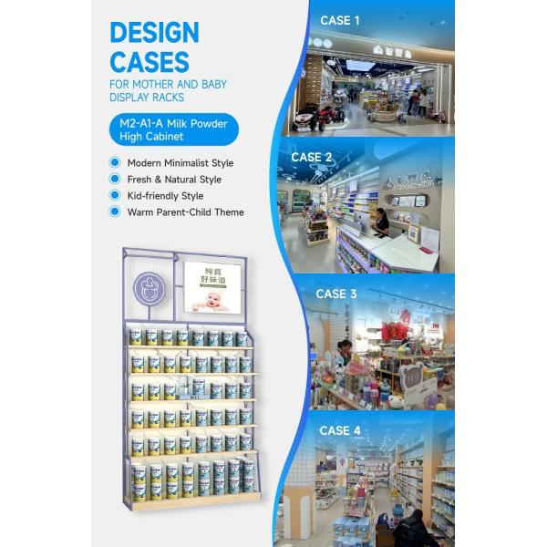 M2-A1-A Baby Store Display Cabinet with Soft Film Light Box and Adjustable Shelves for Chain Baby Stores