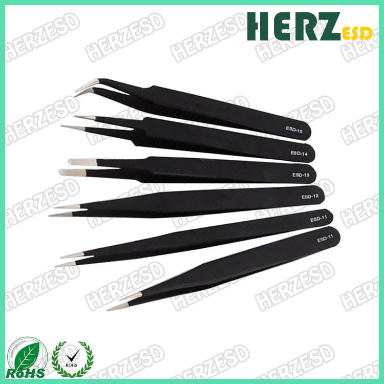 Flexible Durable ESD Safe Tools , Thin Square Flat Tip Tweezers For Medical Device