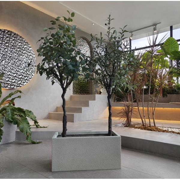 Large Rectangular Fiberglass Flower Pots Customized Size For Home Decor