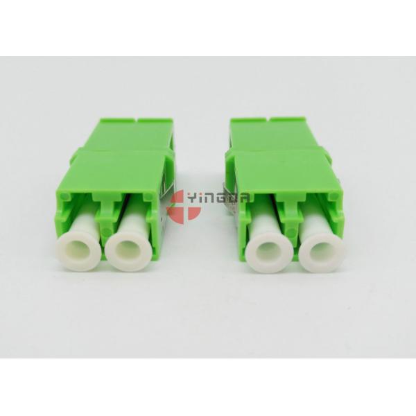 Green LC/APC Duplex SM Fiber Optic Adapter With Shutter , No Flange