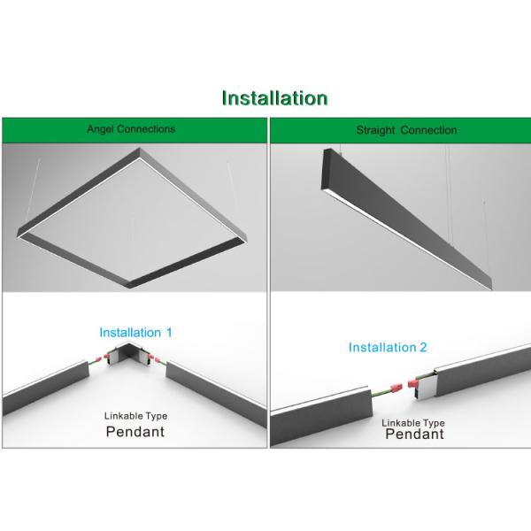 Black / White Linear LED Pendant Lights 2 Years Warranty For Office