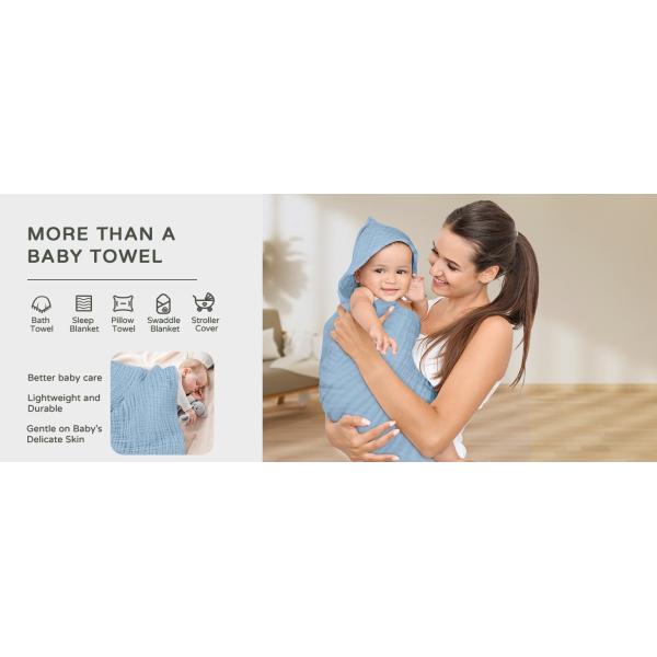 100% Cotton Soft Newborn Hooded Towel Newborn Towel Set With Simple Style