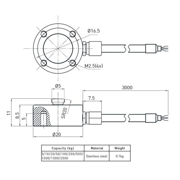 Small Tank Weighing Compression Load Cell Strain Gauge , Button Type