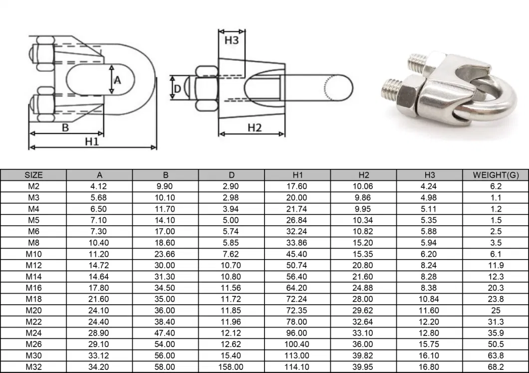 Rigging Hardware DIN741 Wire Rope Clip for Cable Usage