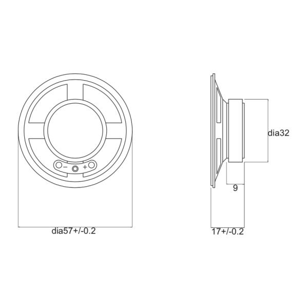 57mm Traditional Raw Audio Speakers External Magnetic With Metal Shell 8Ω 0.5W