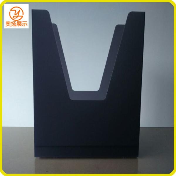 New design customized acrylic shopping bag display box with wheels