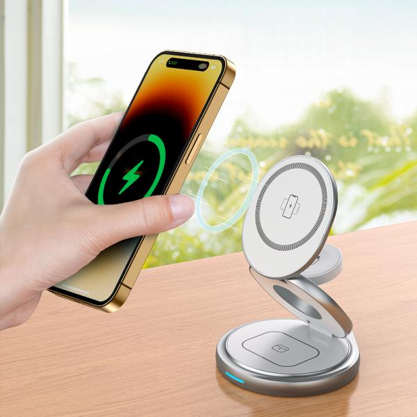 TypeC 3 In One Foldable Charger 15W Rotating Wireless Charger ROHS