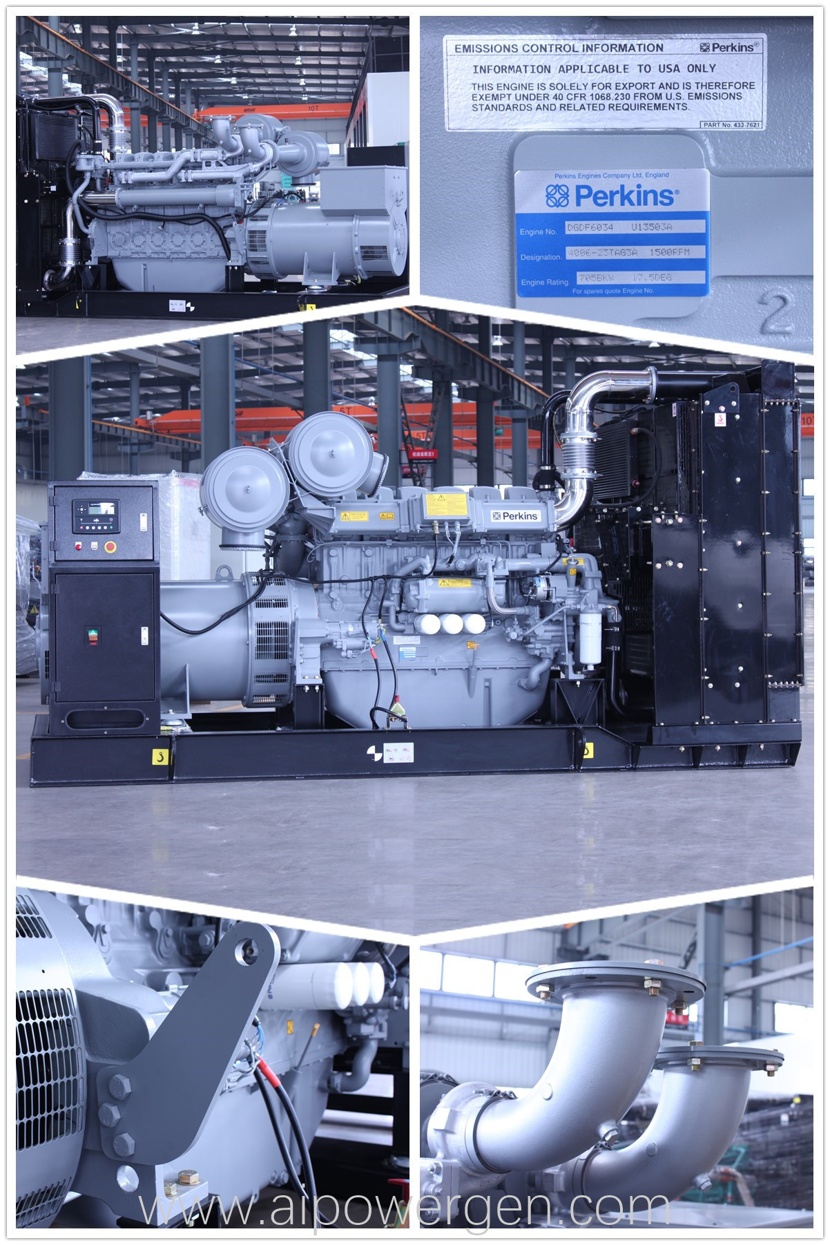 Heavy Duty Engine 600KW Diesel Generator 750KVA With Perkins Alternator