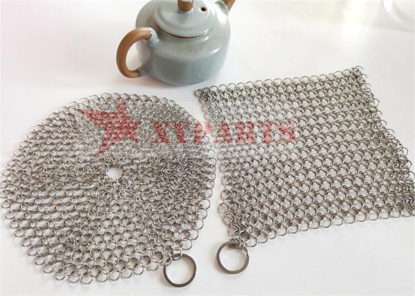 Quality SUS316 Rings Chainmail Cast Iron Pan Scrubber Food Grade for sale