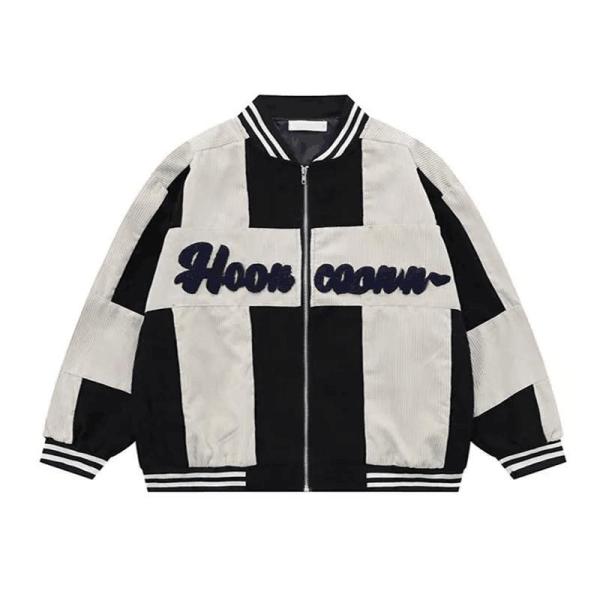 Patchwork Varsity Corduroy Letterman Jacket S Vintage Casual Baseball Jacket