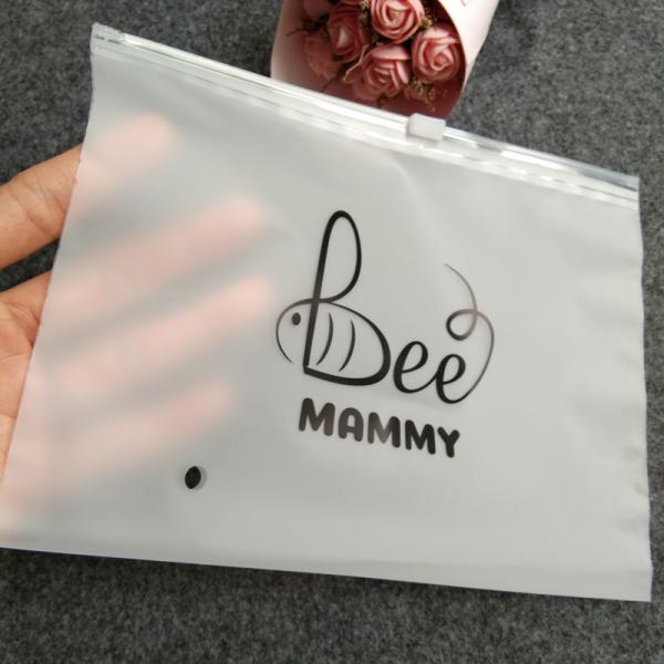 printing waterproof frosted pvc plastic bra bag,vinyl EVA PVC travel apparel package storage bag zip slider with string