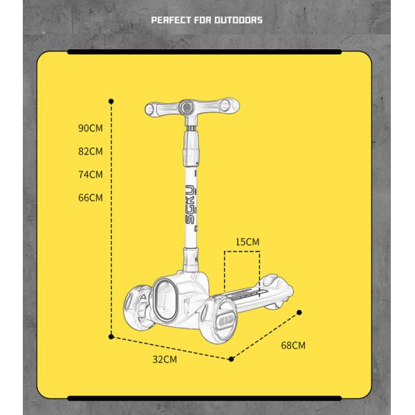 Collapsible Portable Push Scooters for Kids Ages 3-12 Max Load 200 LBS Tricycle Style