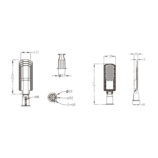 30W 50W 100W 150W 200W IP66 Waterproof City Streetlight Exterior Street Lighting LED Street Light