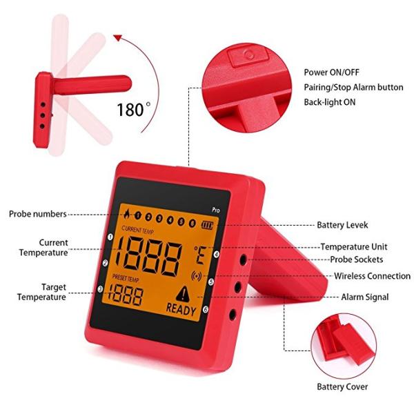 Wireless Bluetooth Oven Meat Thermometer , Food Grade Bluetooth Steak Thermometer