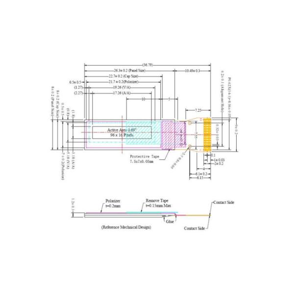 Transparent OLED Display Module 0.69 Inch 96x16 Support I2c SSD1306 I2C Interface