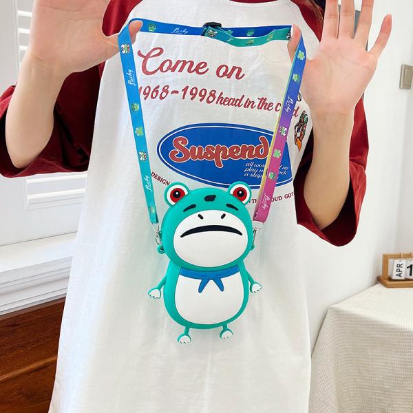 Frog Customized Silicone Pencil Case Crossbody Shoulder Bag Kids Handbag Pop Purse Bag School SUpplies Birthday Gifts