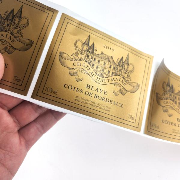 Gold Foil Waterproof Gold Label Whiskey Self Adhesive Golden Beer Label Stickers