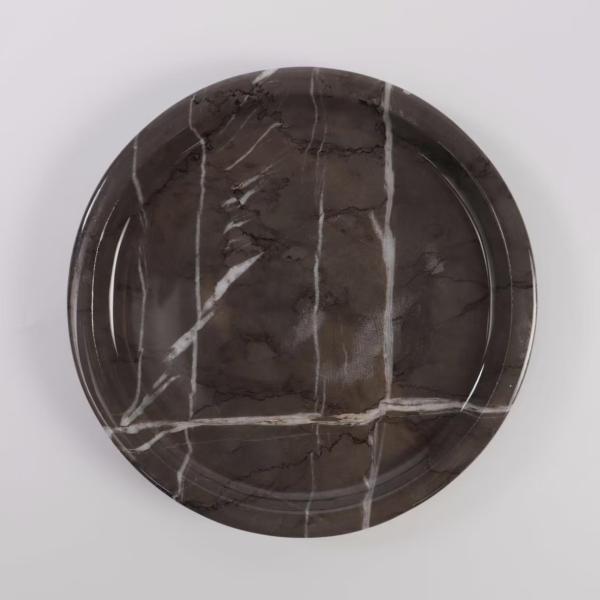 Luxury Natural Marble Round Tray - Modern Design Centerpiece for Interior Decor