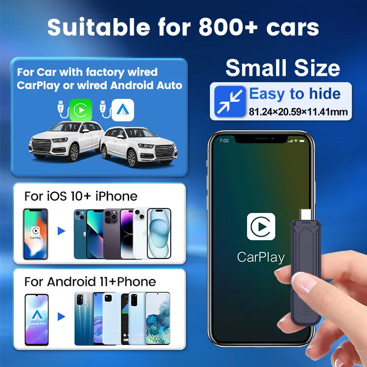 Se Pro More Apps Music Gps carlinkit USB Mini Adapter Wireless Carplay Universal Dual Channel Android Auto Ai Box for Cars apple