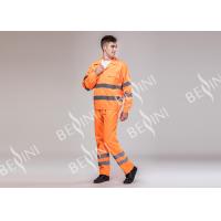China 80% Polyester 20% Cotton Heavy Duty Work Suit Orange Hi Vis Overalls Multi Pockets for sale