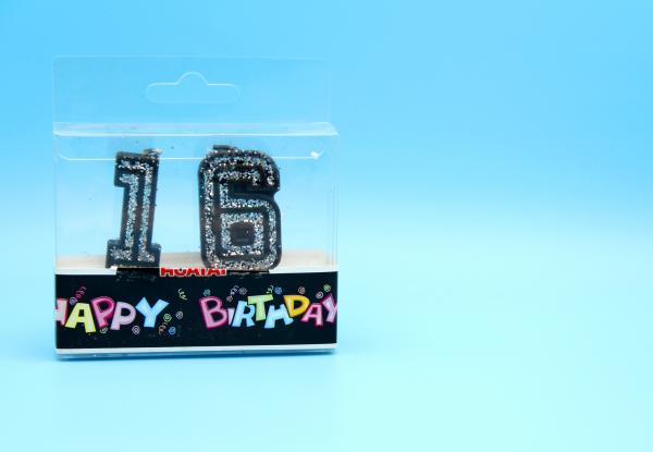Quality Handmade Glitter Black Birthday Candles With Silver Laser Paillette Customized Logo for sale