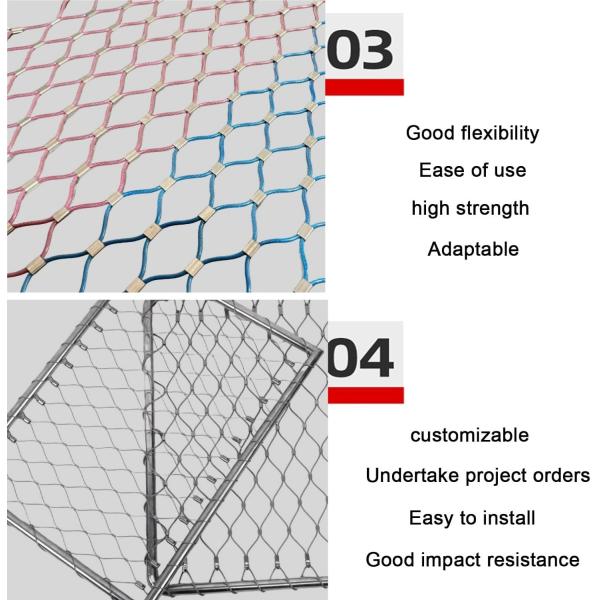 Reusable Knotted Stainless Steel Wire Rope Mesh Netting For Zoo Safety Net