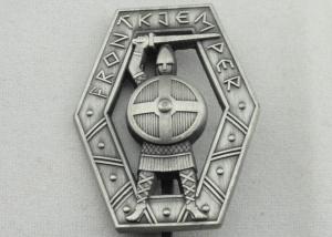 China Zinc Alloy 3D Warrior Badge, Antique Silver Plating Souvenir Clip Metal Badges on sale