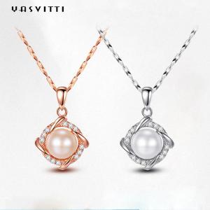 Buy cheap 45.5cm Christmas 8g Sterling Silver Jewelry Necklaces 14K 28mm Pearl Diamond Necklace product
