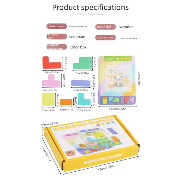 Montessori Wooden Thinking Block Puzzle Children Building Blocks Flat Board Baby Early Teaching Intelligence Toys for Toddler