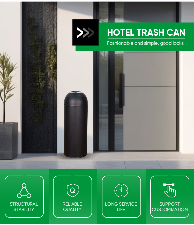 Modern Stainless Steel Open Top Dustbin Large Capacity Commercial Coffee Shop Hotel Vertical Waste Bin
