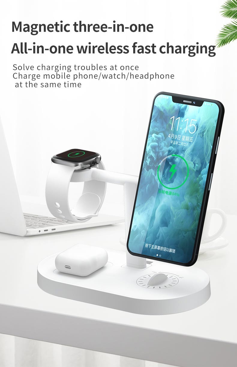 Magnetic 3 in 1 Wireless Charger Station For smart Phone iwatch Earbuds