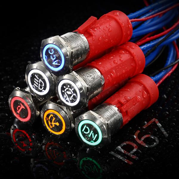 Round Head Metal 19mm Panel Mount Push Button Switch 20A Heavy Load For Marine