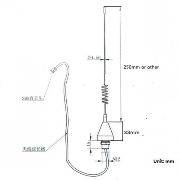 915MHz GSM 4G Lte External Omni Screw Hole Communication Spring Antenna For Car