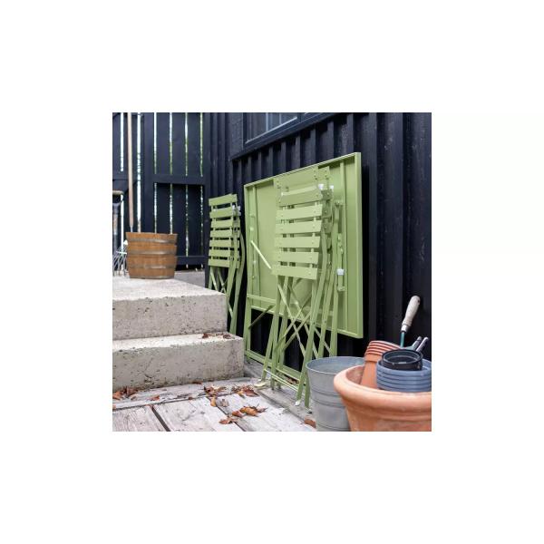 AJUNION 4 Seater Folding Metal Patio Set Steel Garden Set Folding Table and Chair Outdoor Bistro Set