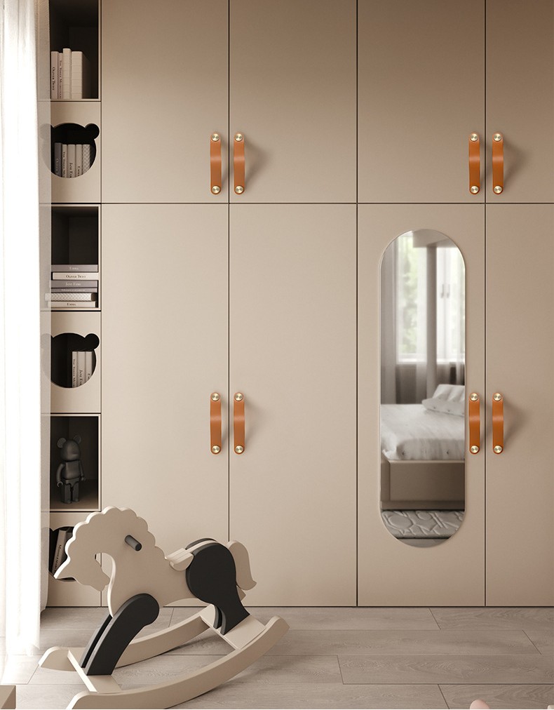 Contemporary Modern Leather Cabinet Knobs Metal Button Drawer Handles for Home Decor & Children's Room Wardrobe Dresser Knobs