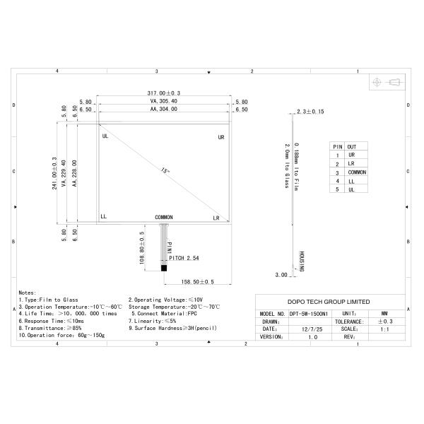 15" 15.4" 15.6" 5 Wire Industrial Touch Screen Panel / Lcd Touch Screen Panel