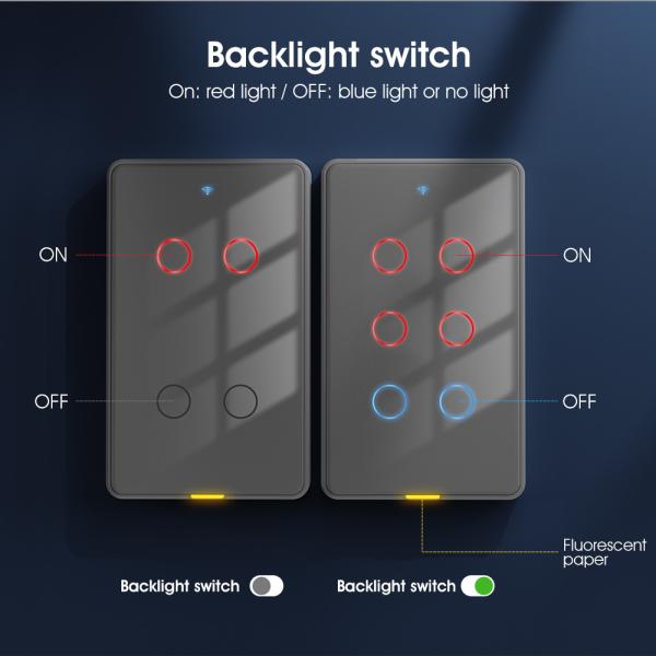 Tuya WiFi Switch Timing 6 Gang Voice App Alexa Google Home No Neutral Wire WiFi RF433 US Light Switch Smart Home