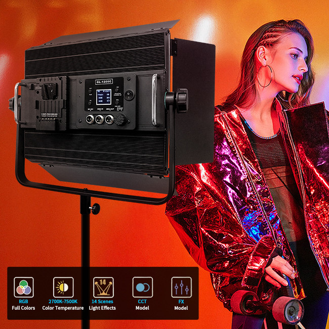 GL-1200BI 120w No fan Daylight Dimmable 2700K-7500K Video Light Professional Photography Light