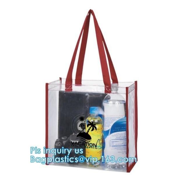 beach bikini PVC tote handle plastic packaging bags, travel wash organizer bag handle zipper cosmetic bags, cosmetic bag