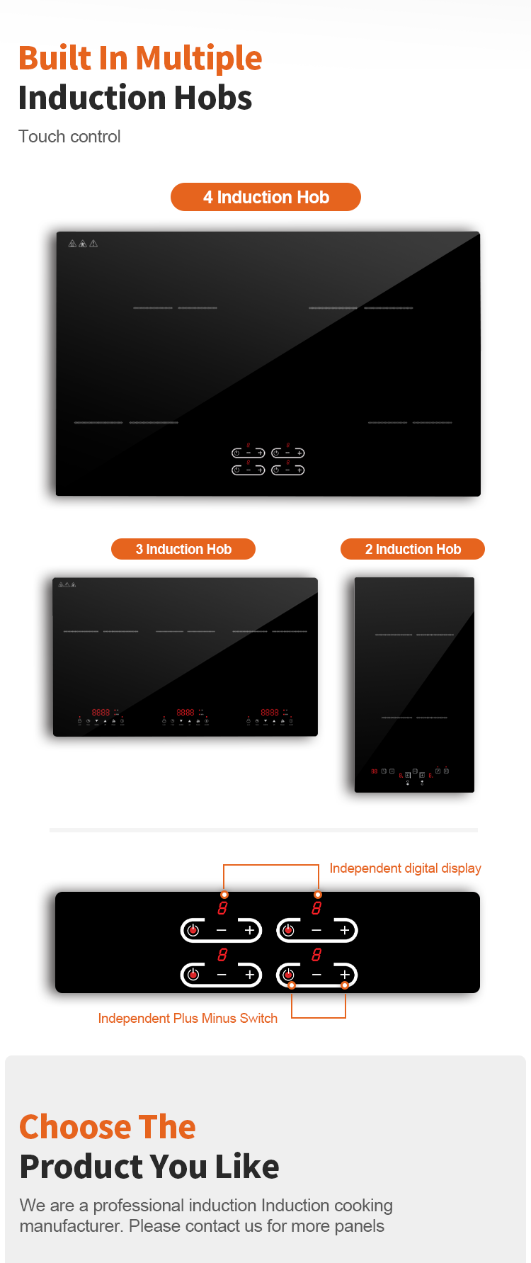 High Power Energy Efficient Induction Cooker , Smart Touch Induction Cooktop 220V