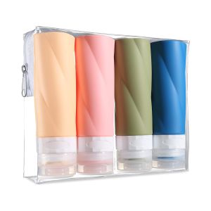 Makeup Silicone Squeeze Refillable Travel Containers Pink Braid Shape 3oz