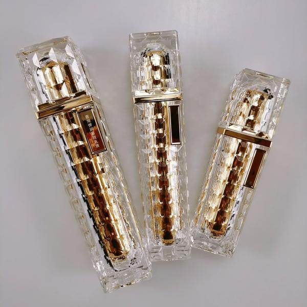 Pull-Ring Sealing Type Golden Yellow Acrylic Bottles with Press Pump 30ml 50ml 100ml