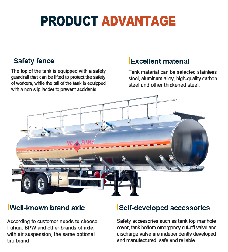 Stainless Steel 2 Axles Liquid Storage Semi Trailer Large Fuel Tank Trailer 29800Kg Loading Capacity
