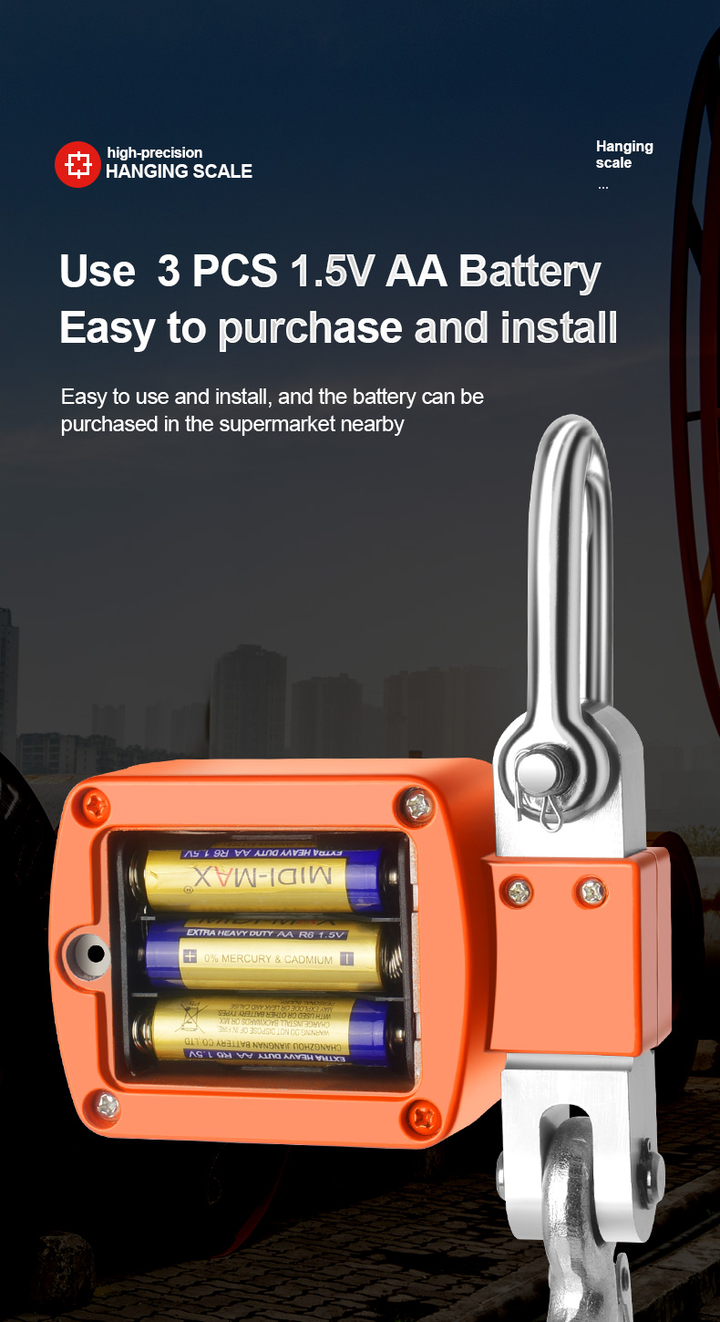 Blue Orange Alloy Steel Portable Crane Scale 500kg Hanging Weighing Scale with Customizable Function and Zero Setting