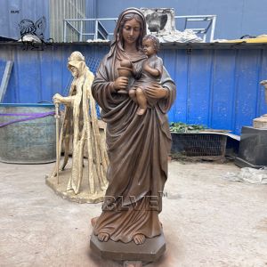 Buy cheap Bronze Mother Mary Statue Christian Statues Religious Virgin Sculpture Life Size Metal Crafts Church Home Decor Handmade product