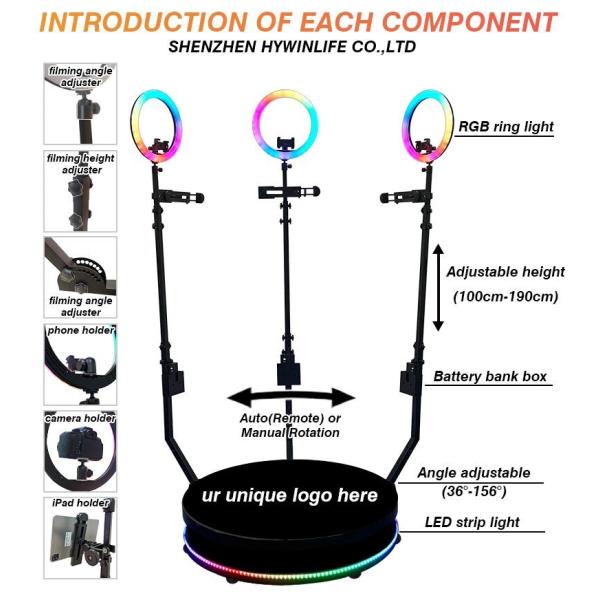 Free Logo Customization Automatic 360 Spin Camera Booth With Flight Case